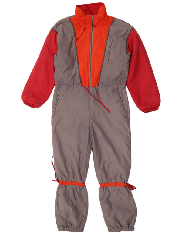 Vintage Herre Loose Fit Ski Jumpsuit IT 46 Small Grey Colourblock Bomuld