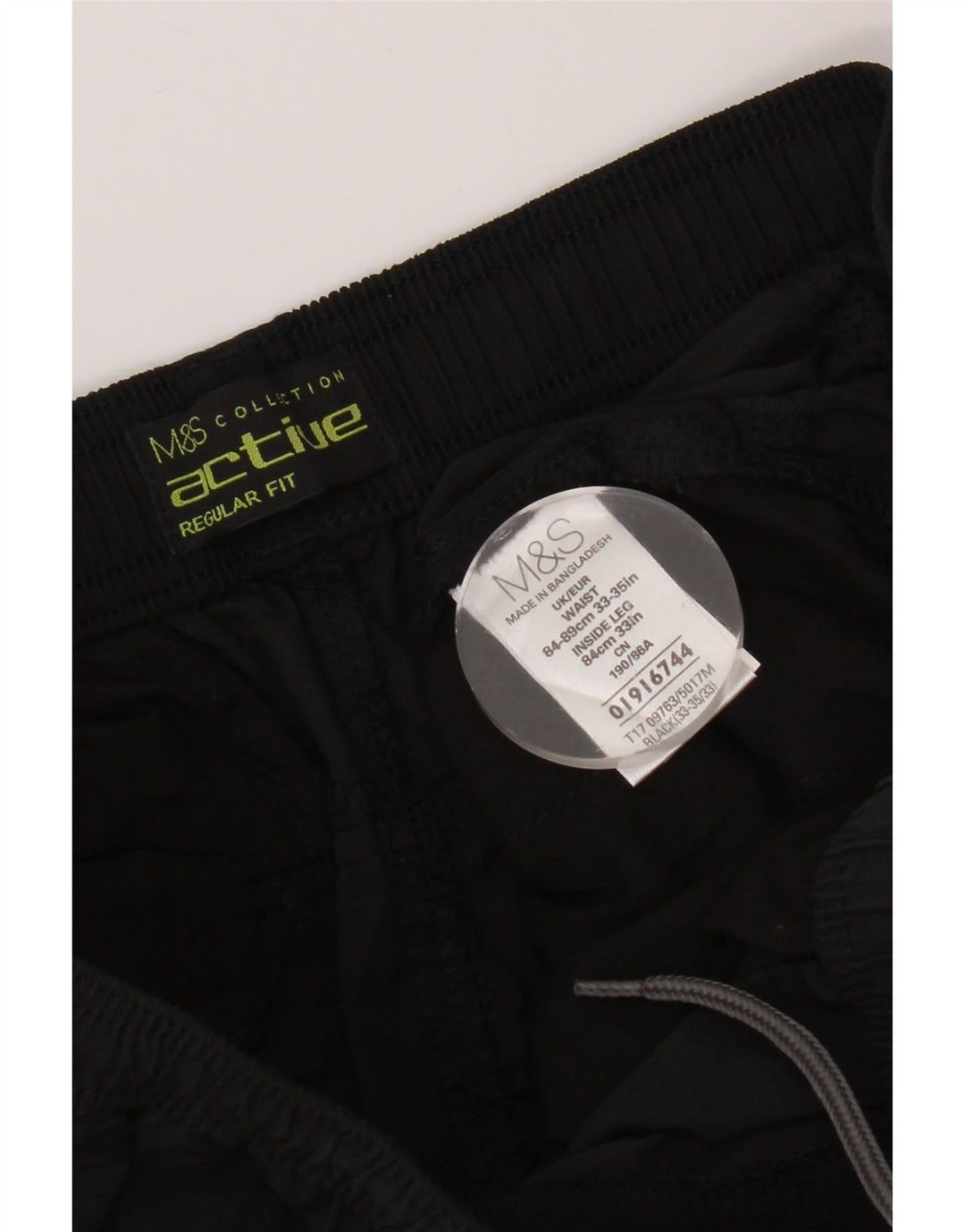 MARKS & SPENCER Herre Regular Fit Chinobukser W33 L33 Sort bomuld