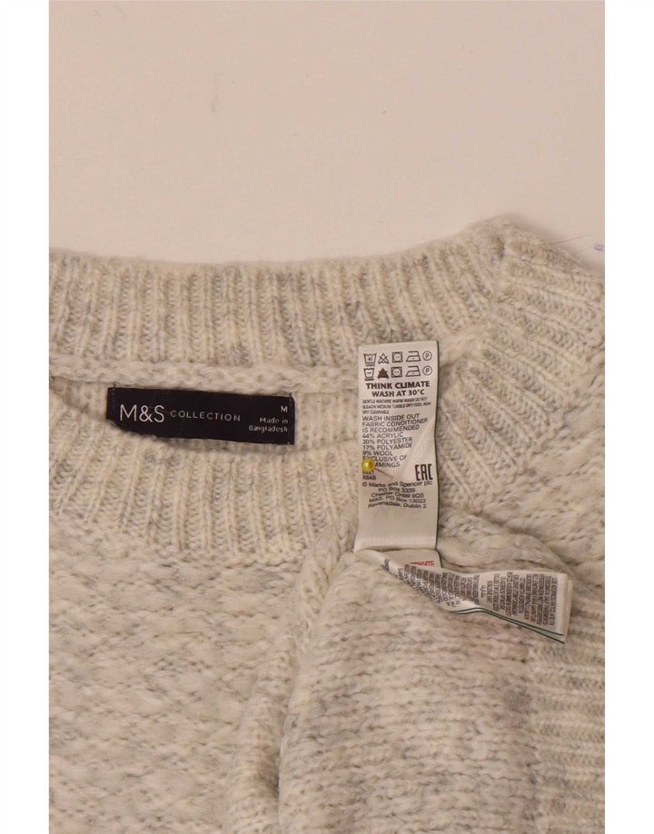 Marks & Spencer Dame sweater med rund hals DK 14 Medium Grå Akryl