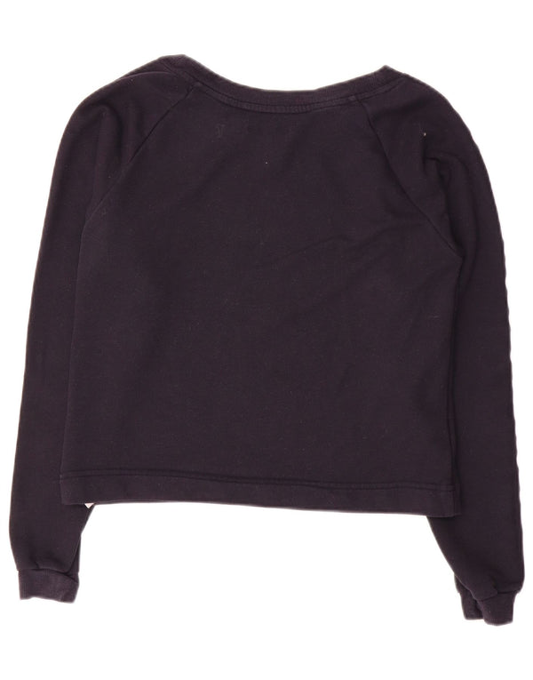 Tommy Hilfiger Dame Crop Graphic Sweatshirt Jumper UK 10 Small Navy Blue