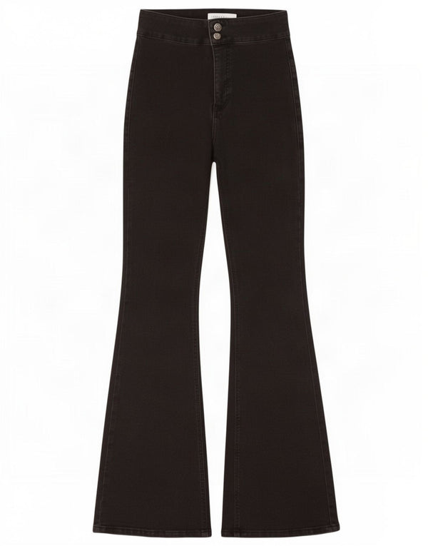 Topshop Dame Højtaljede Flared Jeans W30 L32 Sort