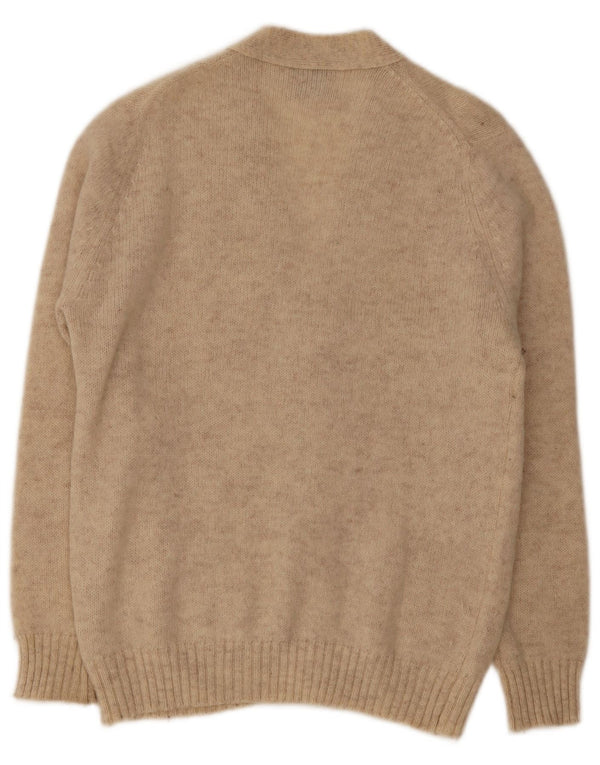 Vintage Mens Cardigan Sweater XL Beige Wool