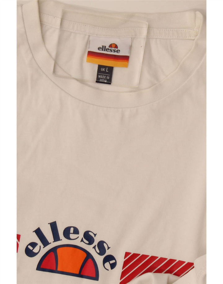 ELLESSE Herre T-Shirt Top Stor Hvid Colourblock