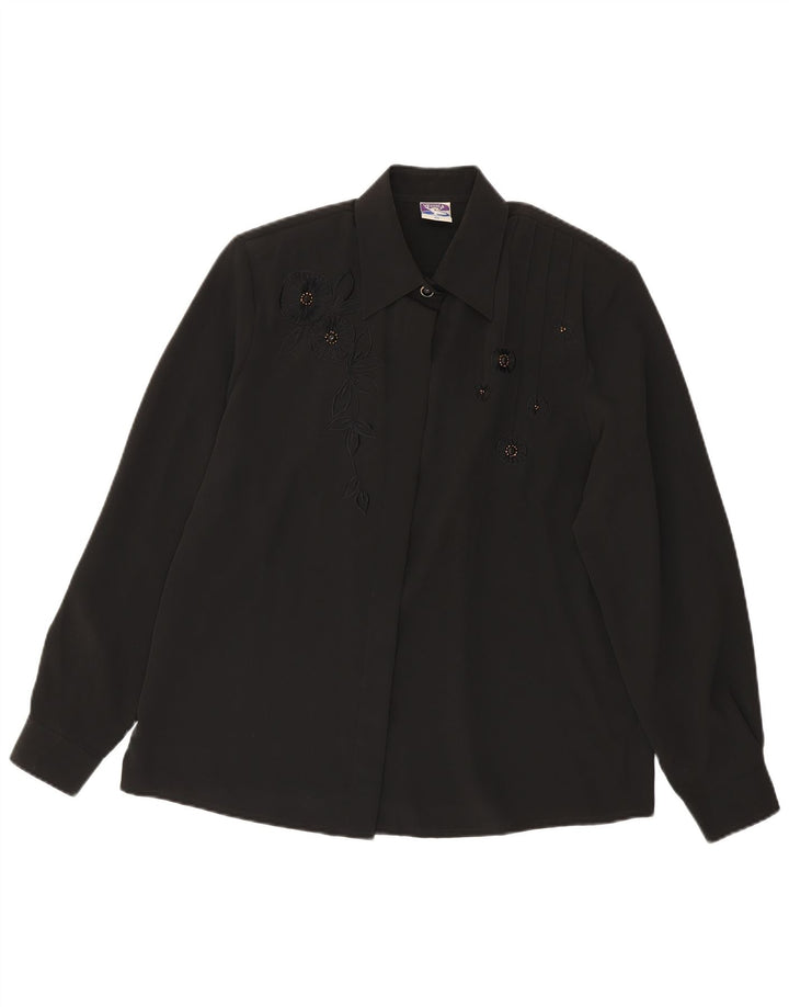 Yessica skjortebluse til kvinder EU 44 XL Sort blomstret polyester