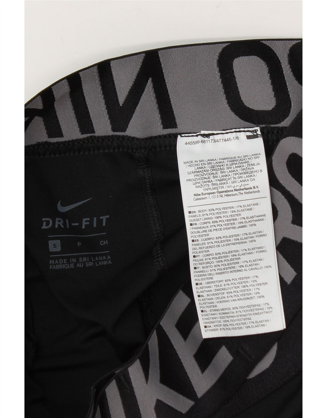 Nike Dame Dri Fit Grafiske Leggings UK 8 Small Black Polyester