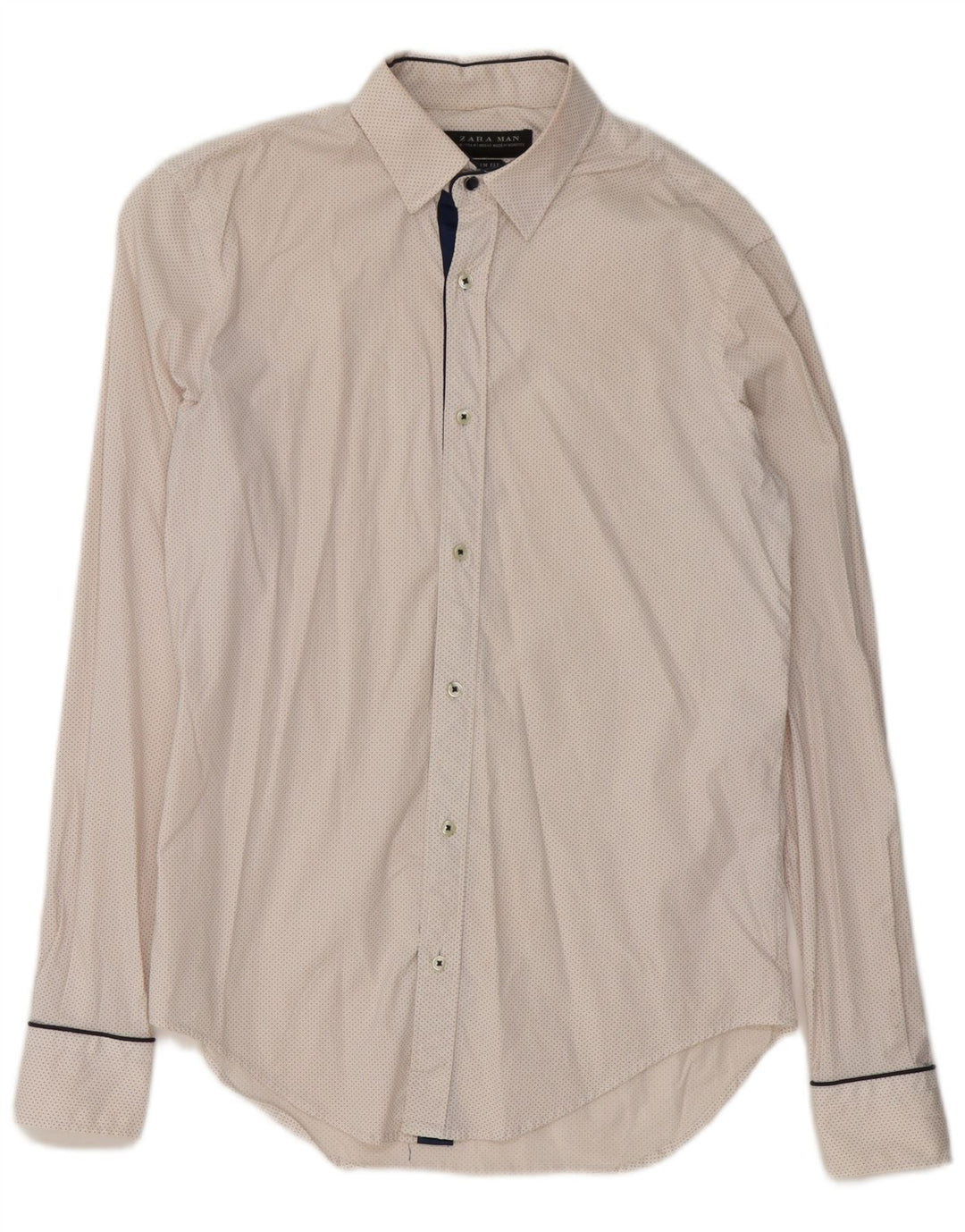 Zara Herre Slim Fit skjorte Medium hvid plettet bomuld