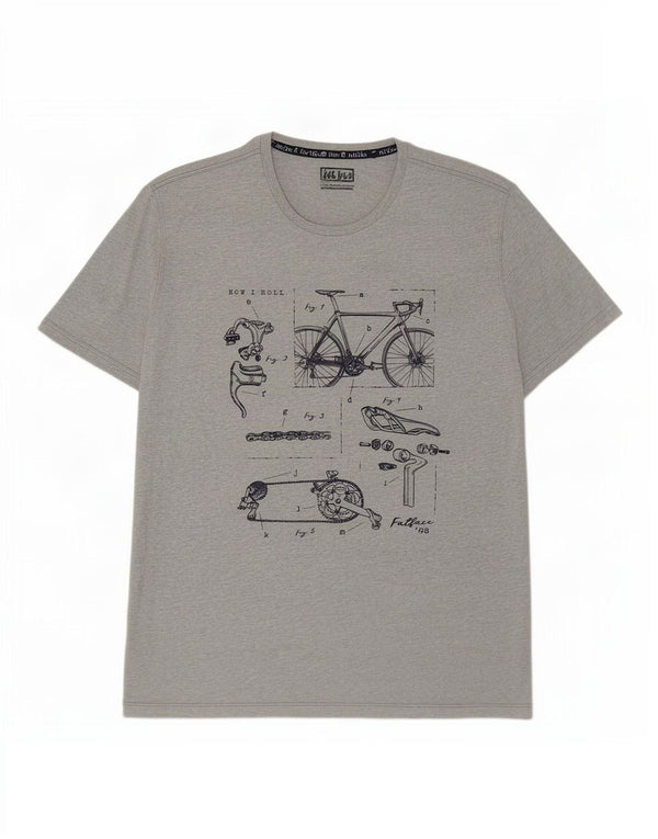 Fat Face Herre grafisk T-shirt Top 2XL Grå Flecked Bomuld