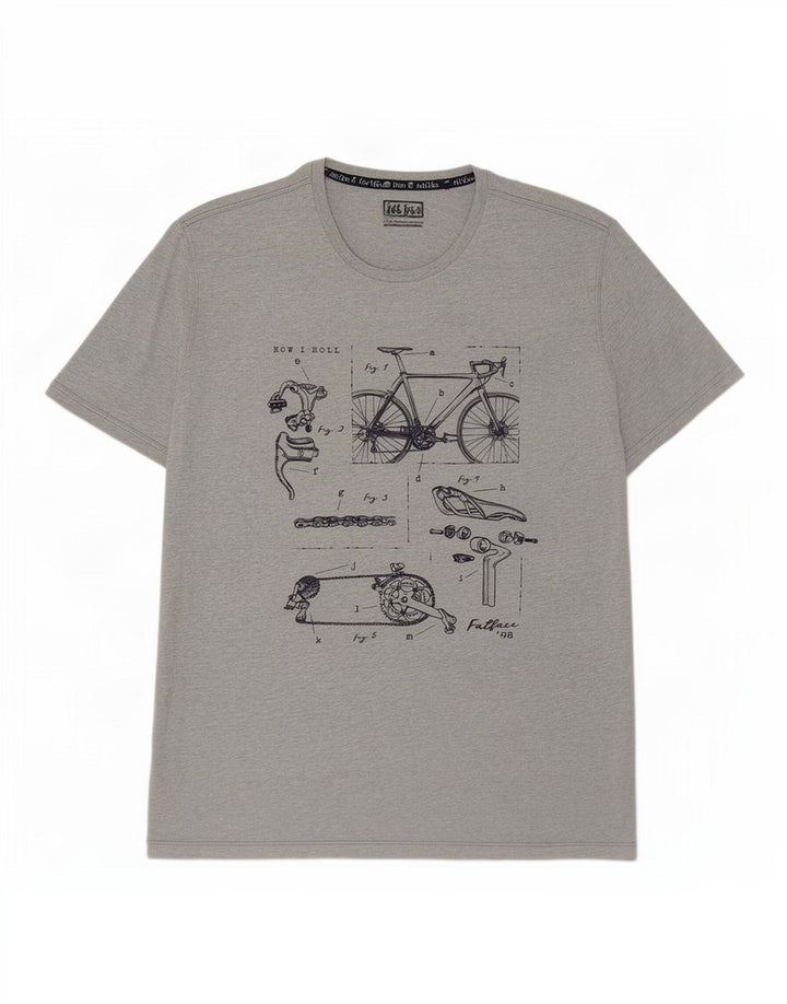 Fat Face Herre grafisk T-shirt Top 2XL Grå Flecked Bomuld