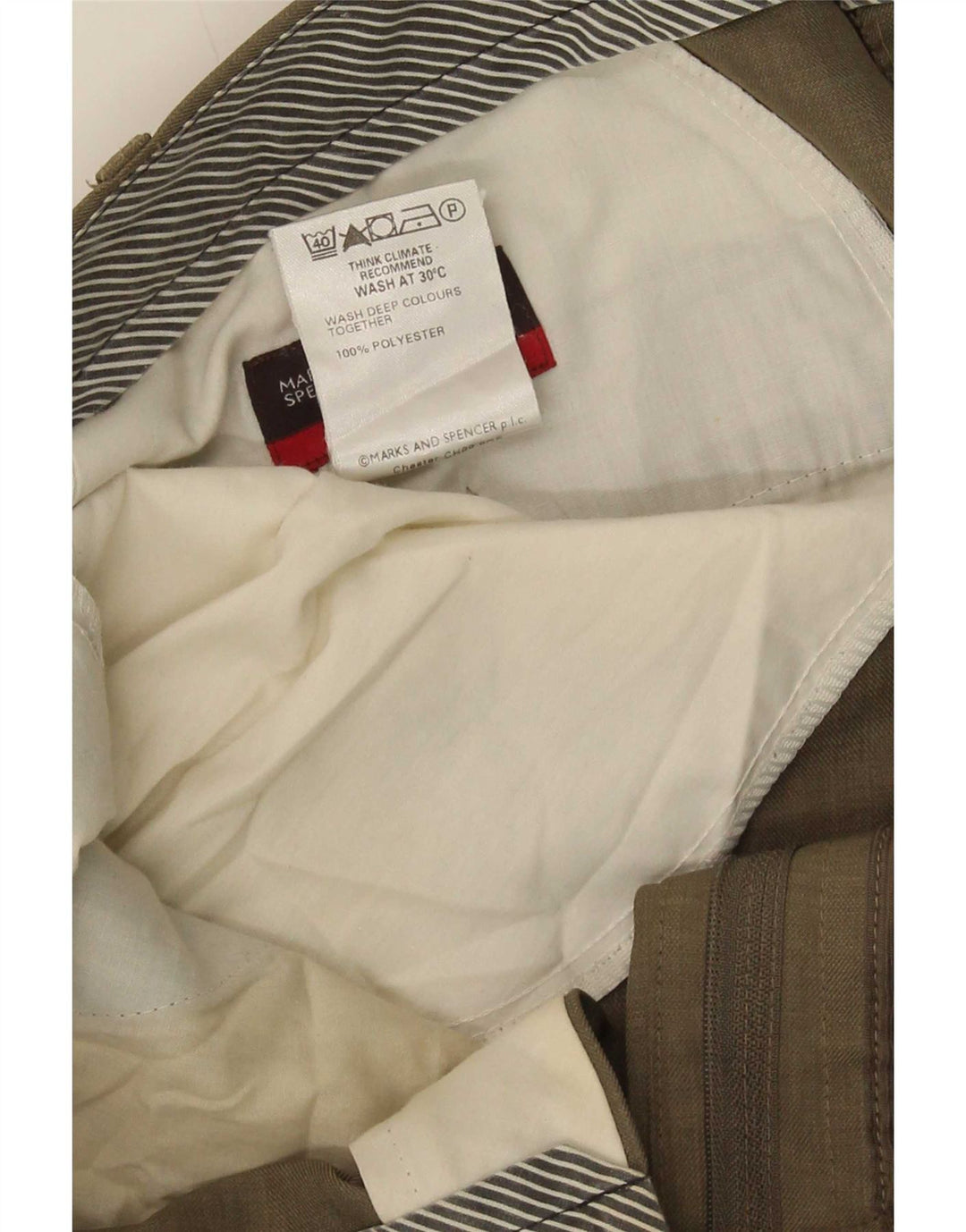 Marks & Spencer Straight Suit Bukser til mænd W38 L33 Beige Polyester