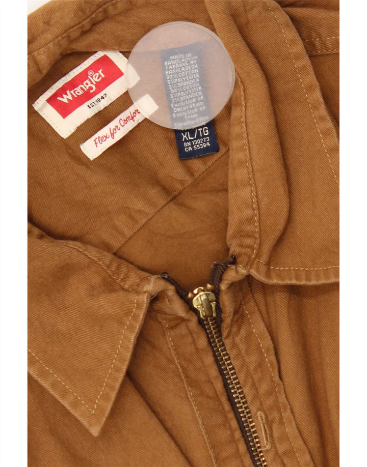 Wrangler kortærmet herreskjorte XL brun bomuld