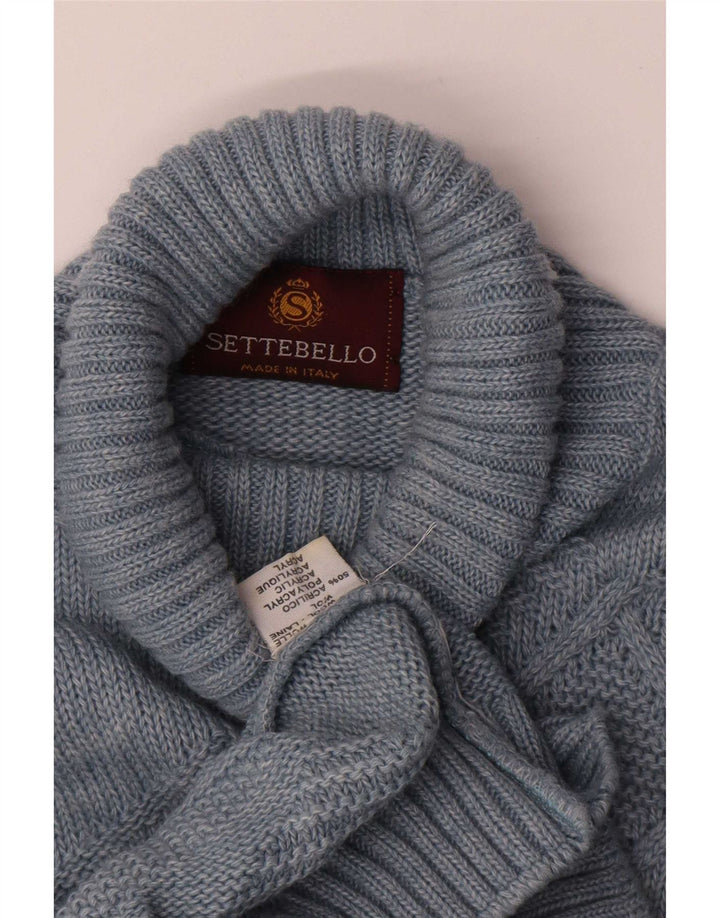 Settebello Herre rullehals sweater Medium blå uld