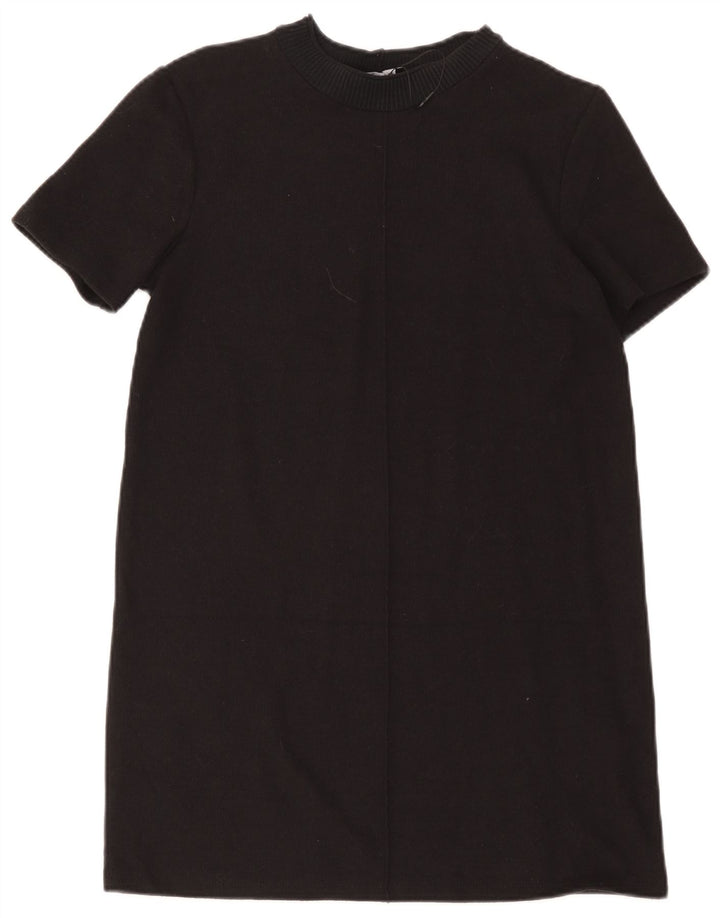 Zara Womens Shift Dress UK 12 Medium Black Bomuld