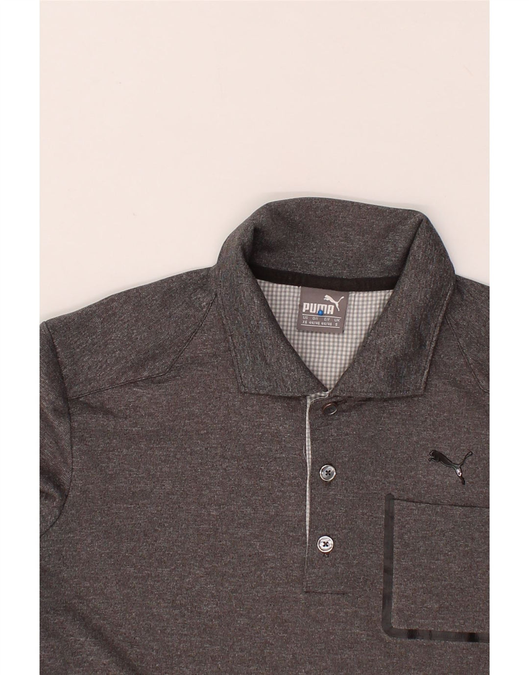 PUMA Mens Long Sleeve Polo Shirt Small Grey Polyester Vintage Puma and Second-Hand Puma from Messina Hembry 