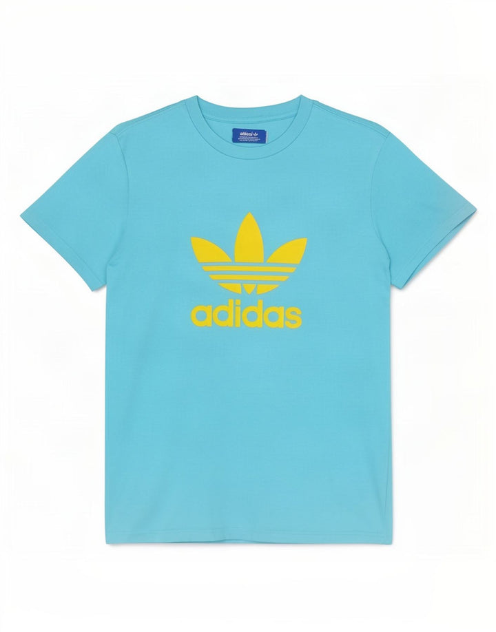 Adidas Grafisk T-shirt top mellemblå bomuld til mænd