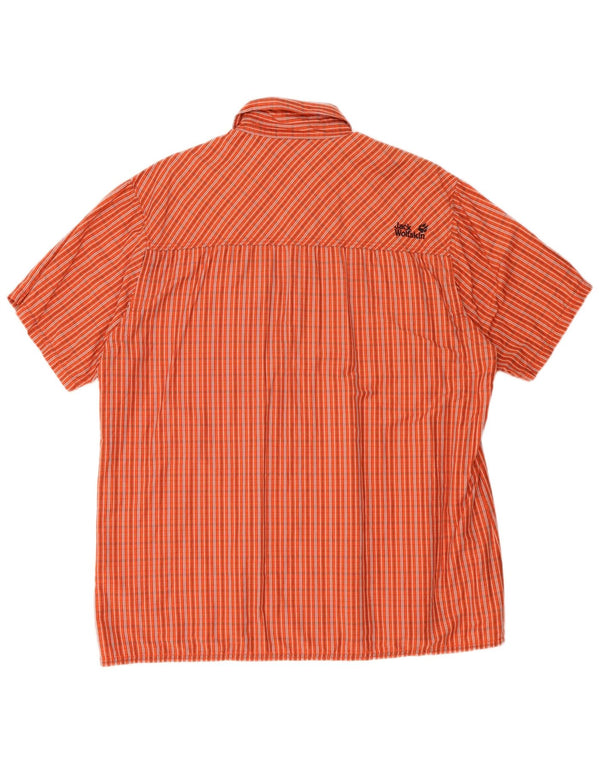 Jack Wolfskin Herre kortærmet skjorte XL orange ternet Lyocell