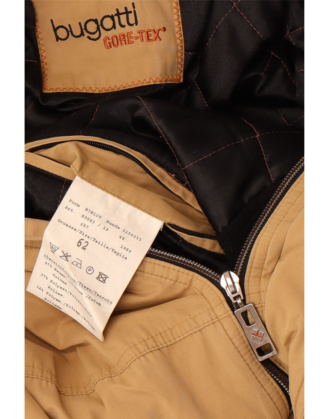 Bugatti Herre Gore-Tex Windbreaker Jacket UK 62 6XL Beige Bomuld