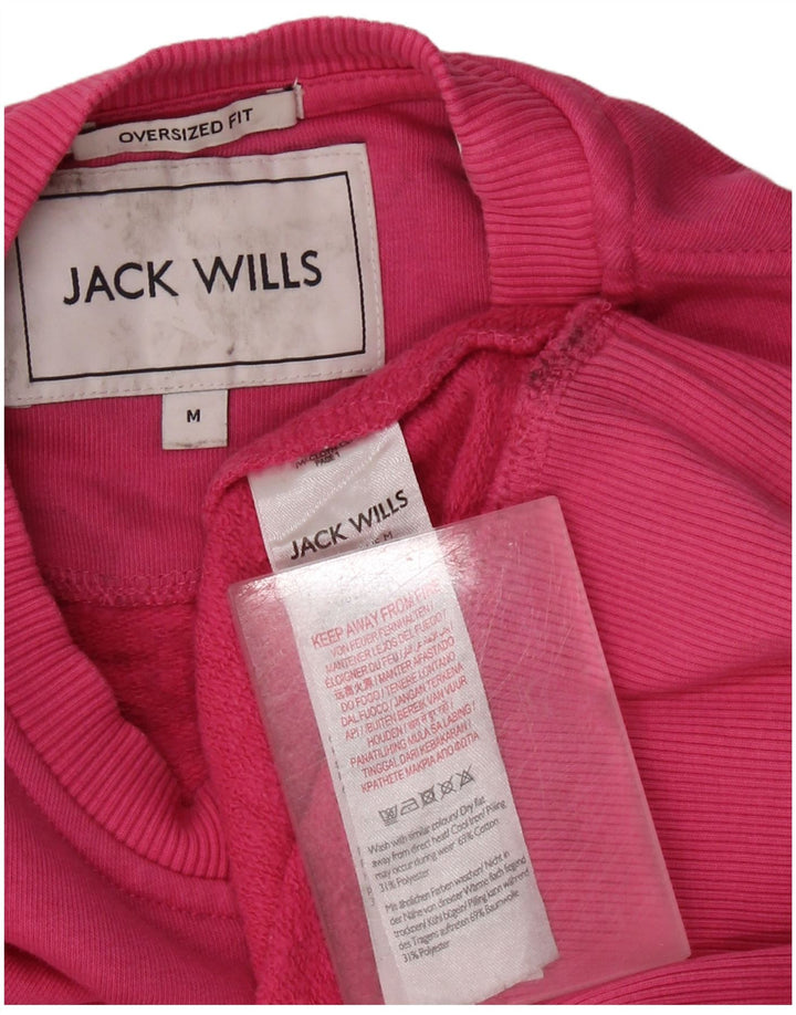 JACK WILLS Dame Oversized Sweatshirt Jumper UK 14 Medium Pink Bomuld