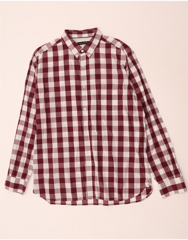 French Connection Herreskjorte XL Burgundy Gingham Cotton