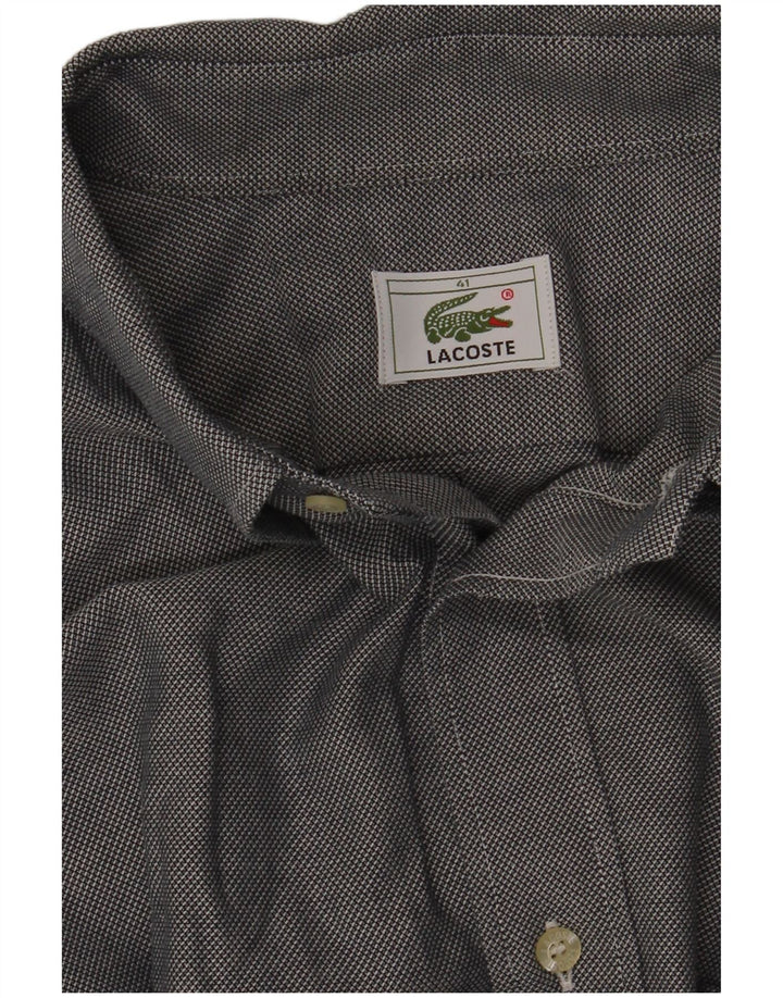 Lacoste Kortærmet Herreskjorte Størrelse 41 Large Grå Flecked