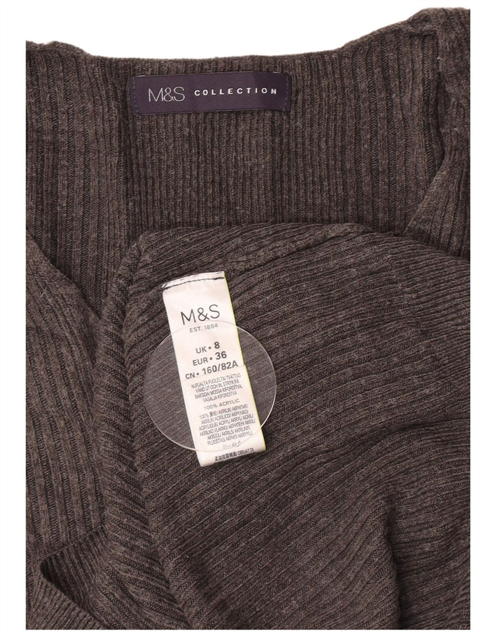 Marks & Spencer Dame V-hals sweater UK 8 Small Grå Akryl