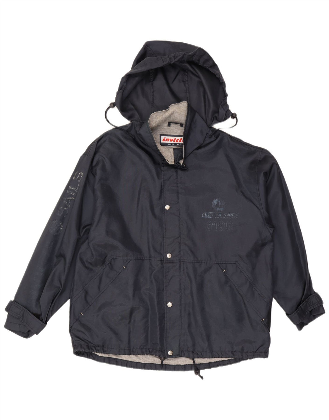 Invicta Herre Loose Fit Grafisk Regnjakke med Hætte UK 38 Medium Navy Blue