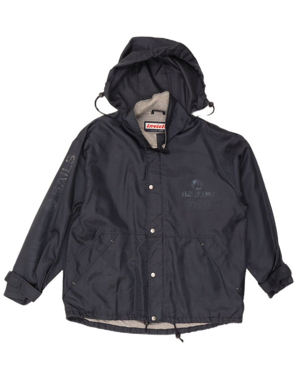 Invicta Herre Loose Fit Grafisk Regnjakke med Hætte UK 38 Medium Navy Blue