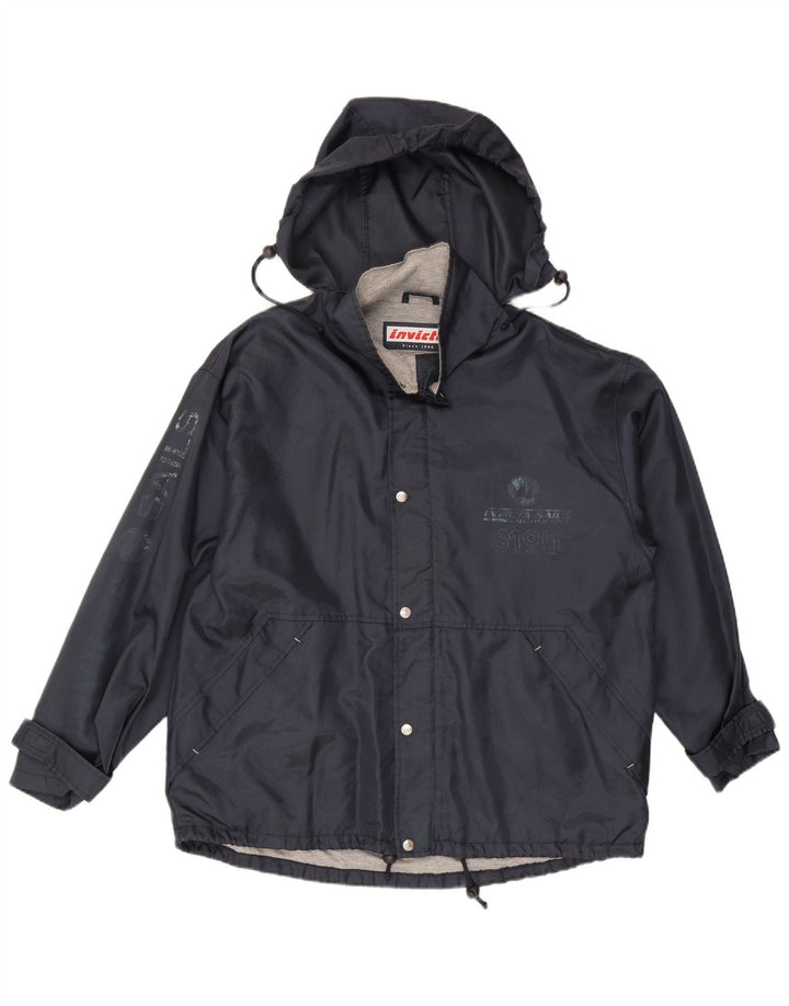 Invicta Herre Loose Fit Grafisk Regnjakke med Hætte UK 38 Medium Navy Blue