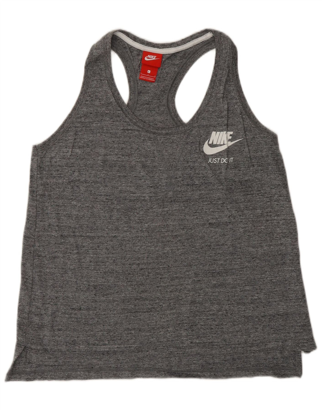 NIKE Damevest Top UK 14 Stor Grå Flecked Bomuld