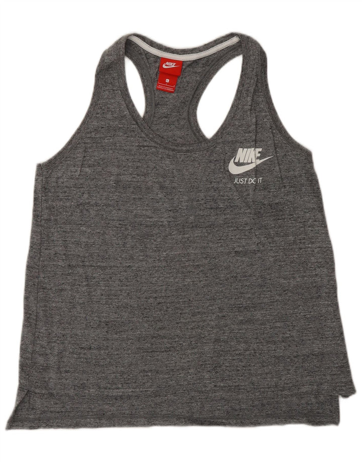 NIKE Damevest Top UK 14 Stor Grå Flecked Bomuld
