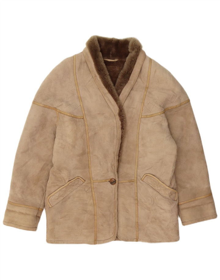 CONBIPEL Dame Shearling Jacket UK 16 Large Beige Shearling