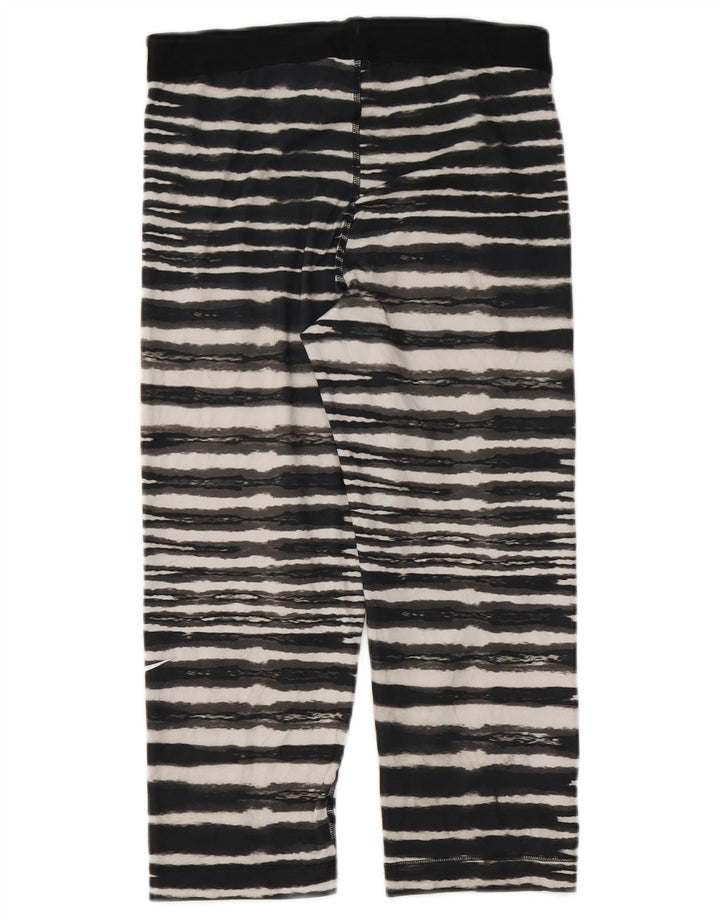 Nike Dame Grafisk Capri træningsdragt Bukser UK 12 Medium Sort Stribet