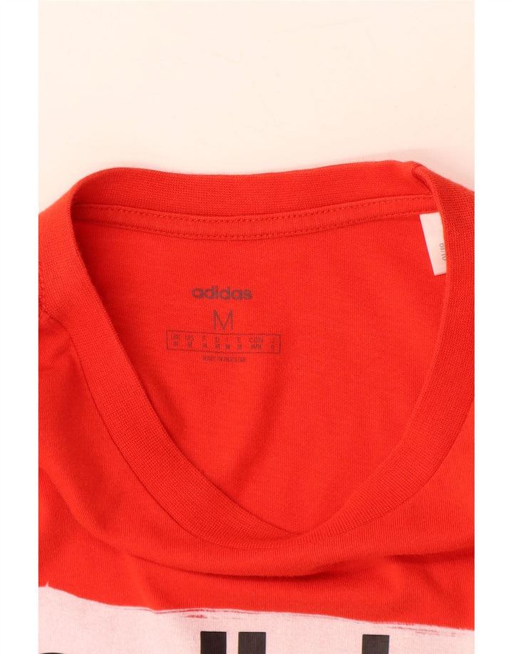 ADIDAS grafisk t-shirt til mænd, medium rød bomuld