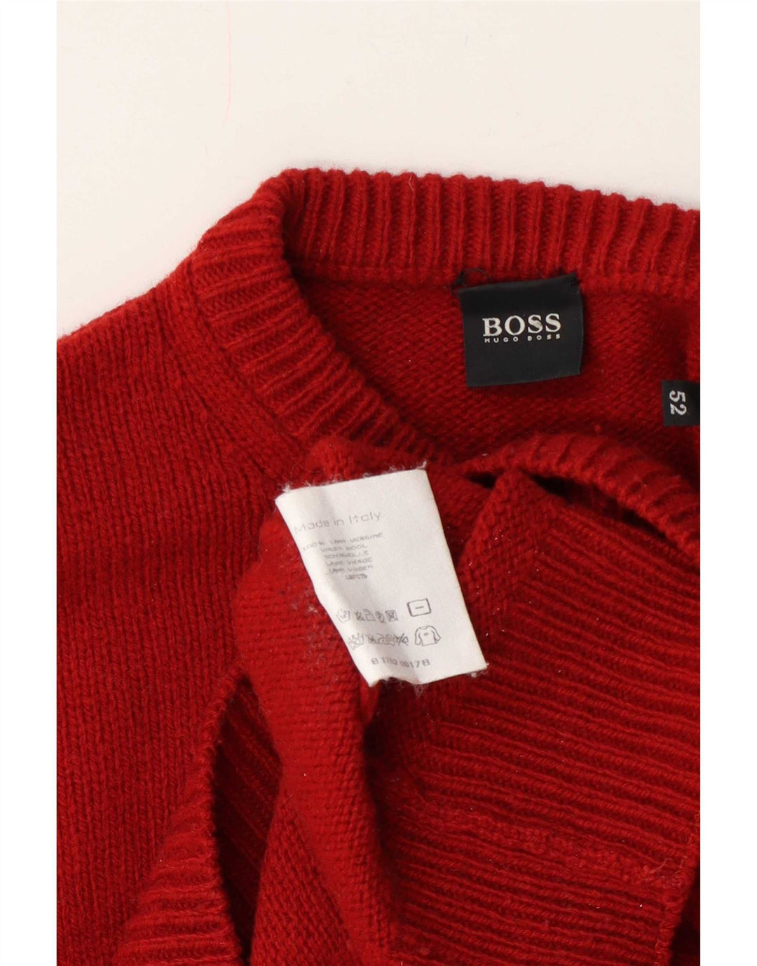 Hugo Boss Herre Crew Neck Jumper Sweater EU 52 Large Red Wool