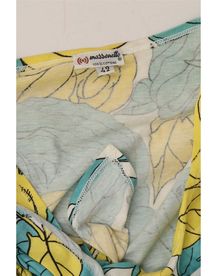 Mazzonetto Dame Front Tie Bluse Top IT 42 Medium Blue Floral Bomuld