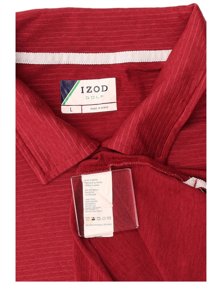 Izod Herre Golf Polo Shirt Stor rødstribet polyester