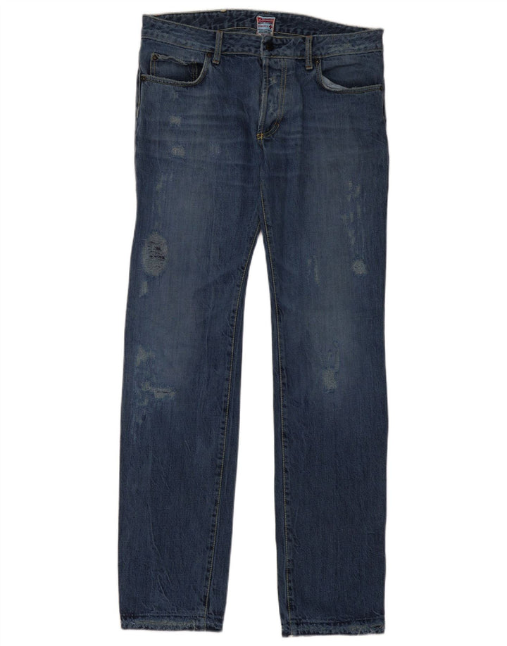 Zu Elements Dame Distressed Straight Jeans W32 L35 Blå Bomuld