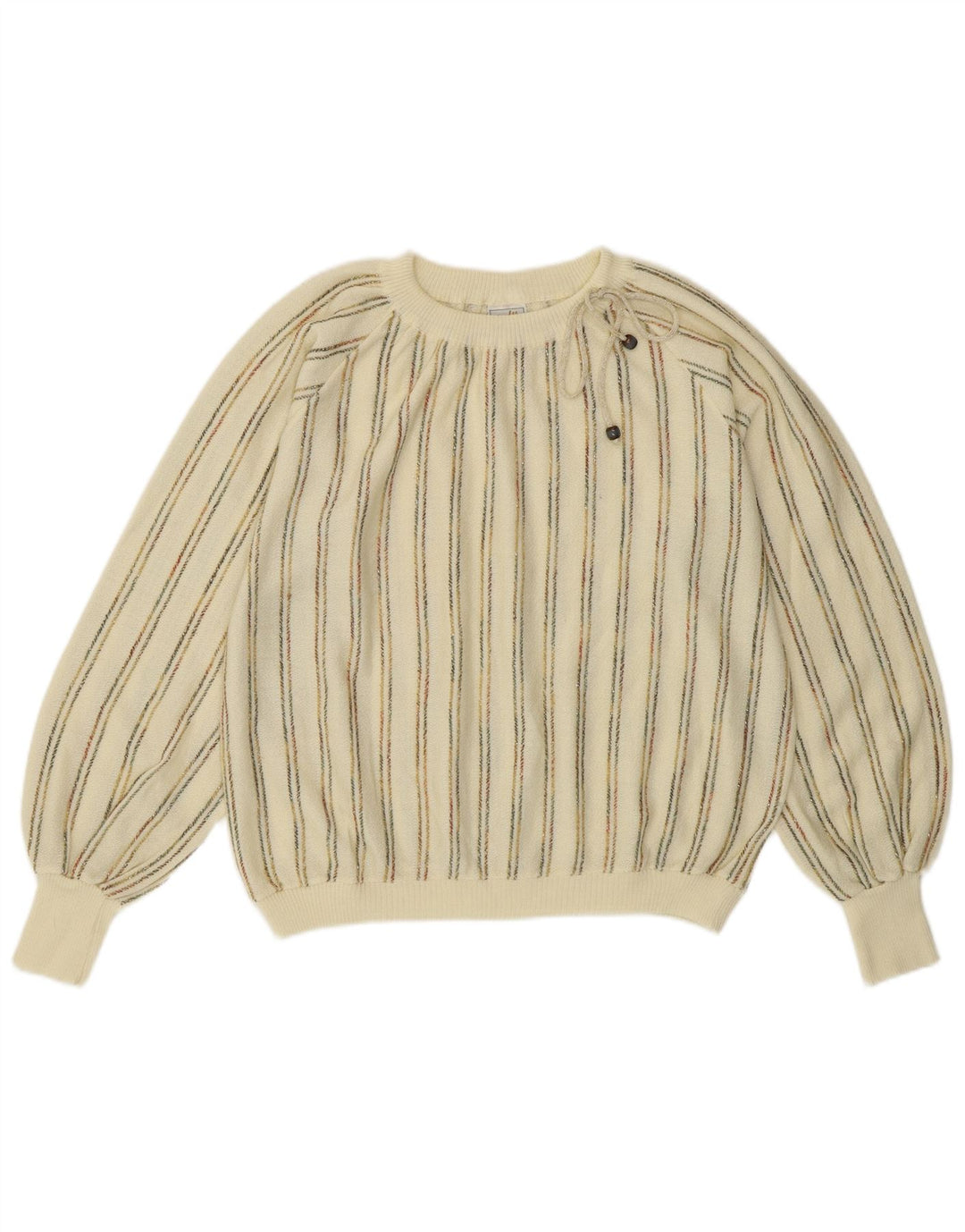 Vintage Dame Boat Neck Jumper Sweater IT 42 Medium Off White Stribet