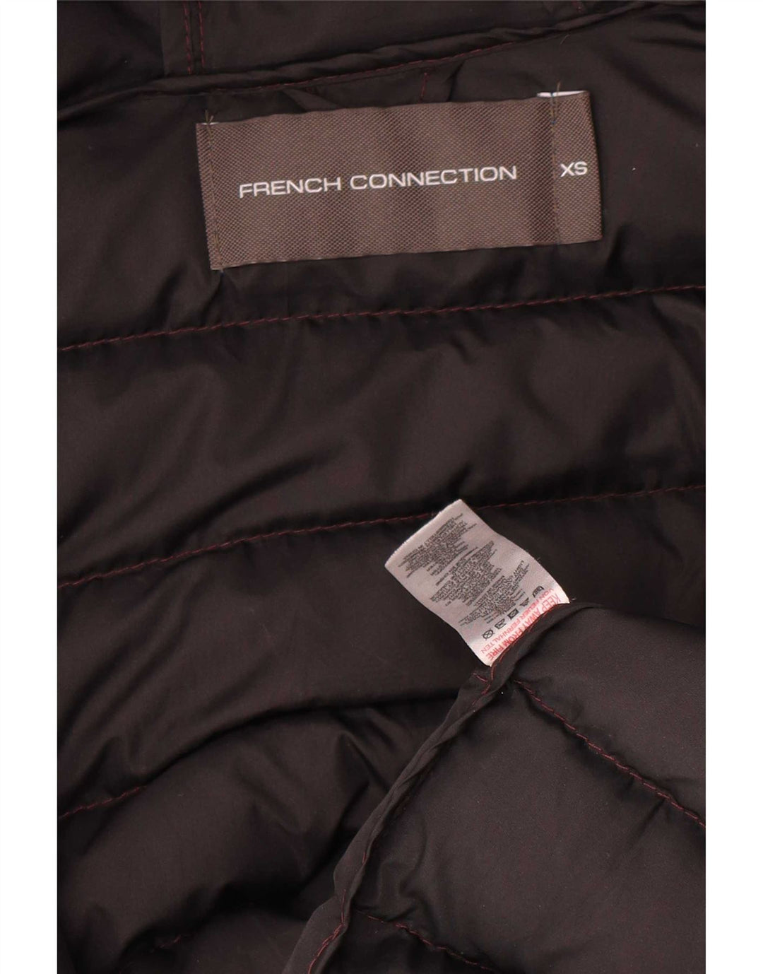 French Connection Herre hættepolstret jakke UK 34 XS Burgundy Polyester