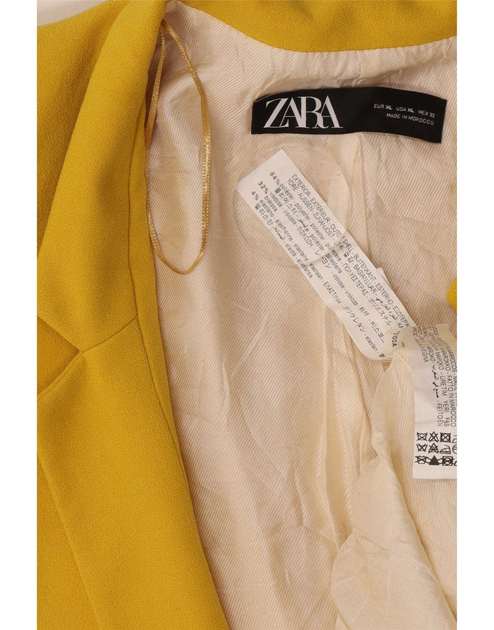 Zara Dame Longline Blazer Jacket UK 18 XL Gul Polyester