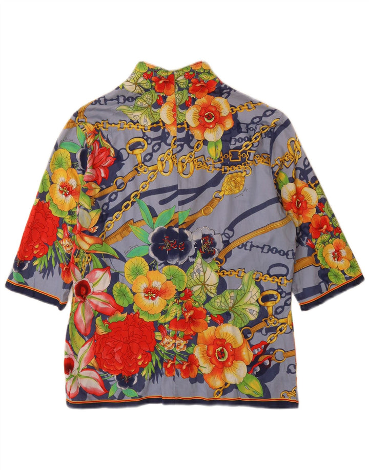 NARACAMICIE Grafisk skjortebluse med 3/4 ærmer til kvinder UK 16 Stor blå blomster