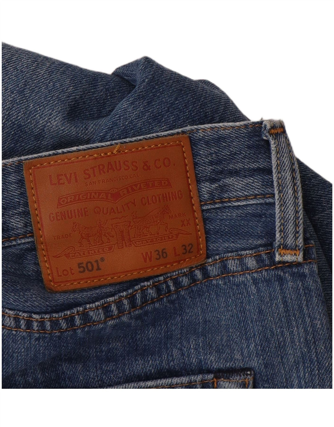 Levi's Herre 501 lige jeans W36 L28 blå bomuld
