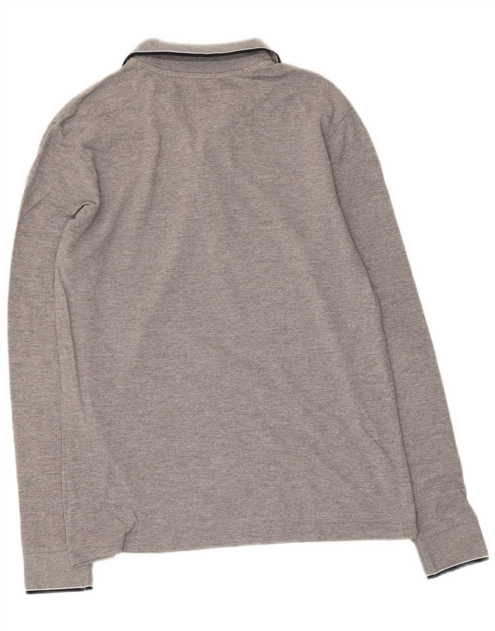 KAPPA Langærmet poloshirt til mænd, mellemgrå flækket bomuld