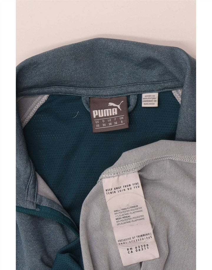 Puma træningsdragt topjakke til kvinder UK 8 Small Blue Colourblock Polyester