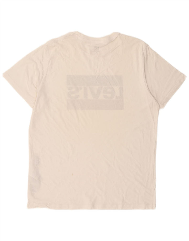 LEVI'S Herre grafisk T-shirt Top Stor hvid bomuld