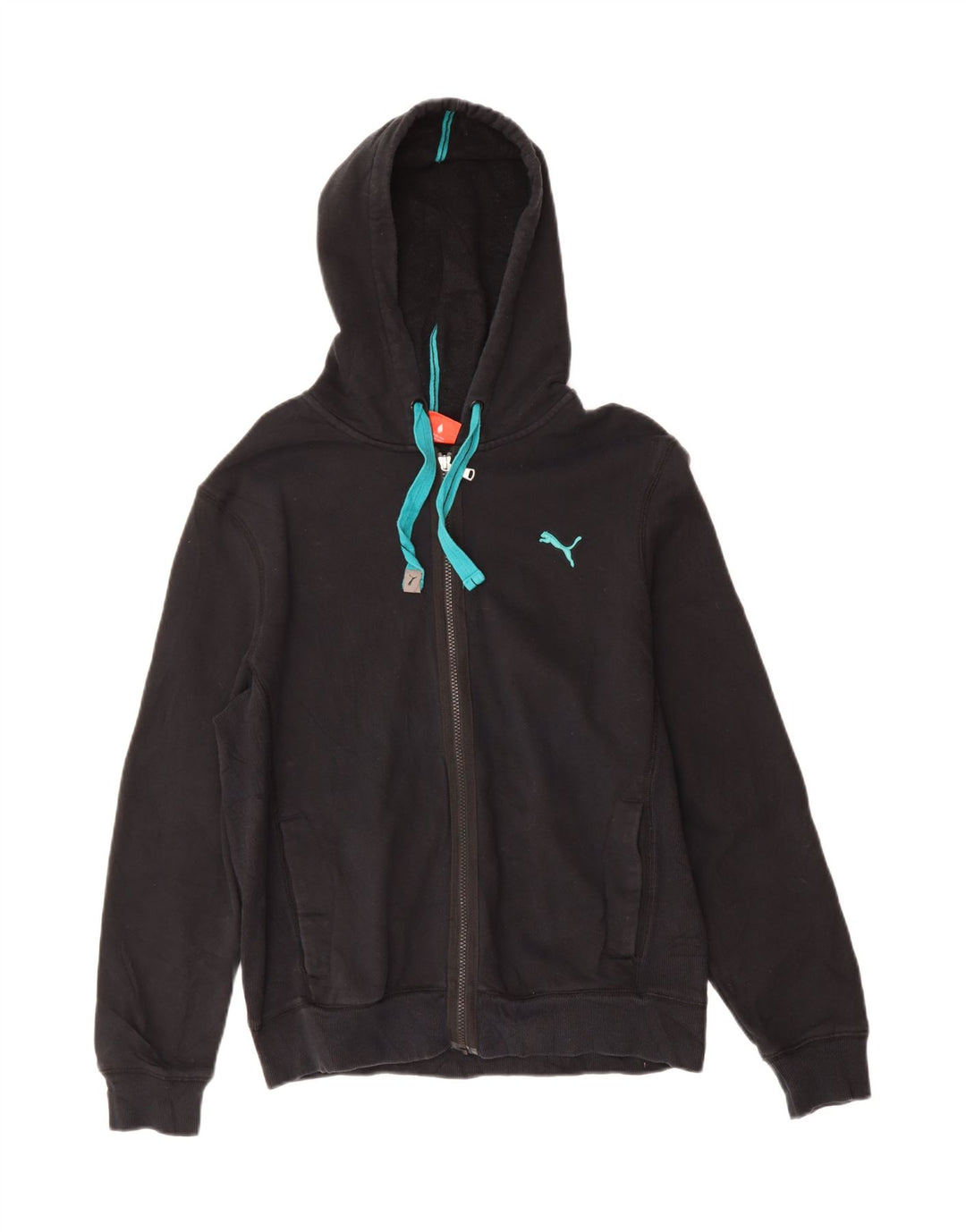 PUMA Mens Graphic Zip Hoodie Sweater Small Black Cotton Vintage Puma and Second-Hand Puma from Messina Hembry 