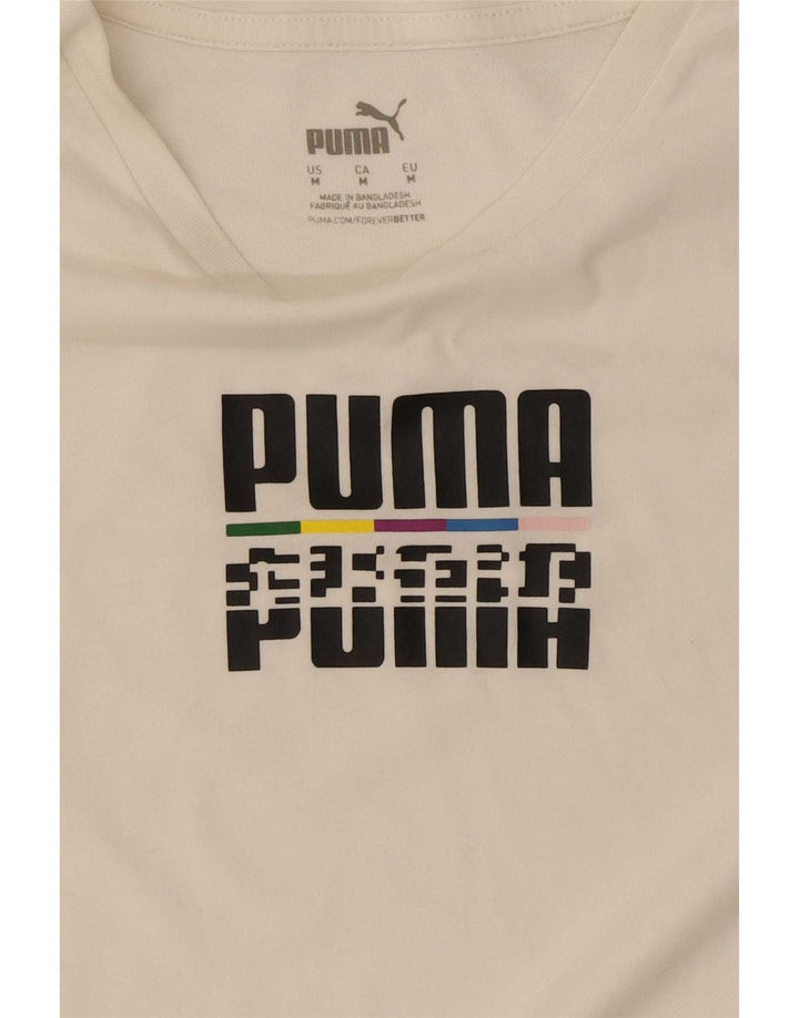 Puma Herre Grafisk T-Shirt Top Medium Hvid