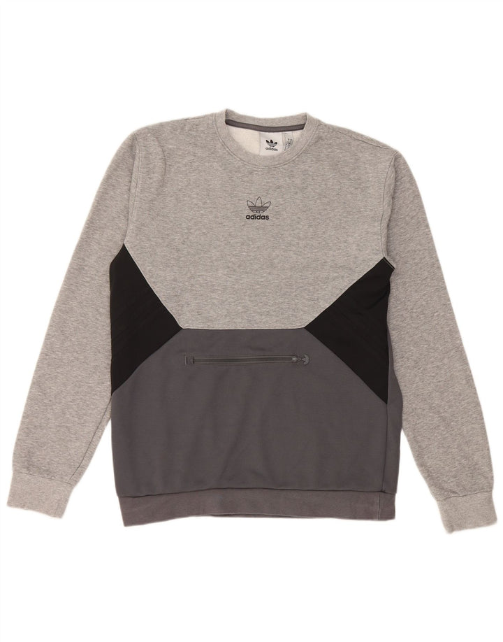 ADIDAS Sweatshirt til mænd, lille grå farveblok bomuld