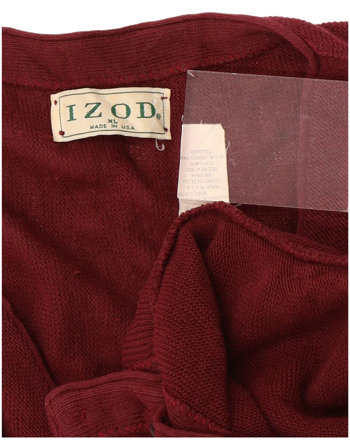 Izod Herre Cardigan Sweater XL Burgundy Akryl