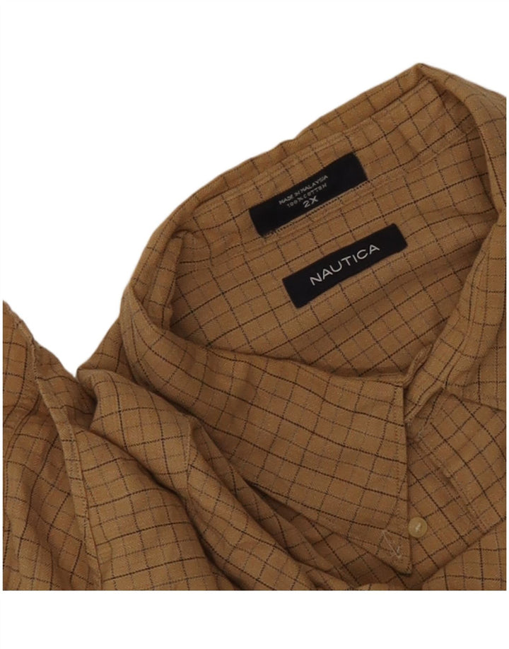 Nautica herre flannelskjorte 2XL beige ternet bomuld