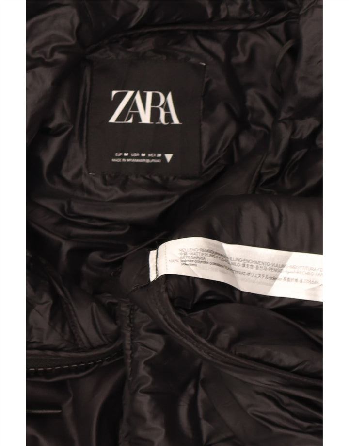 Zara Dame Hætte Poncho Polstret Jakke Medium Sort Polyester